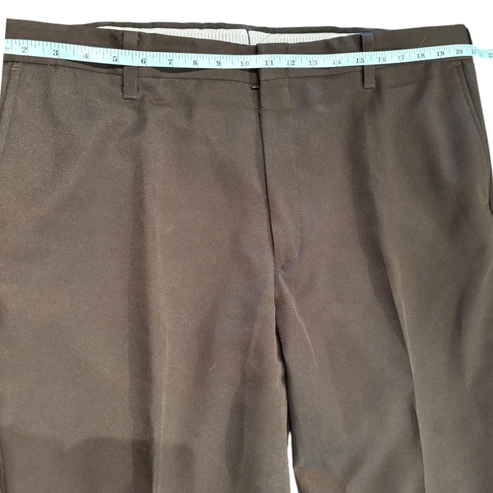 Mens Brown Flat Front Dress Pants Straight Leg Trousers 42x29‎ Style 7100